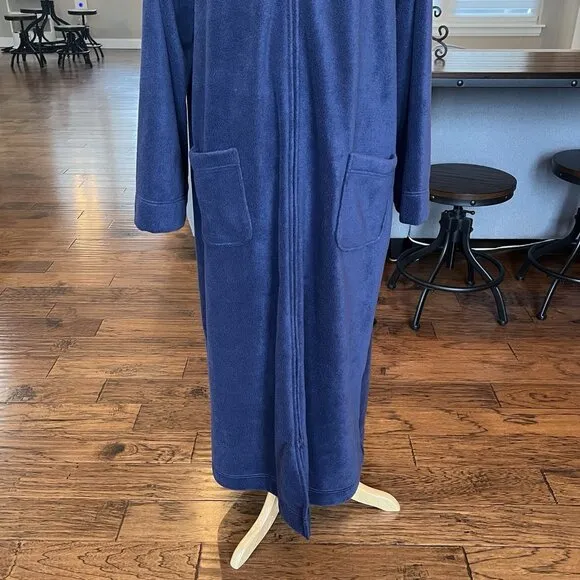 NWT LL Bean Women’s Plus Size 3X Full Zip Winter Fleece Warm Robe Bright Navy