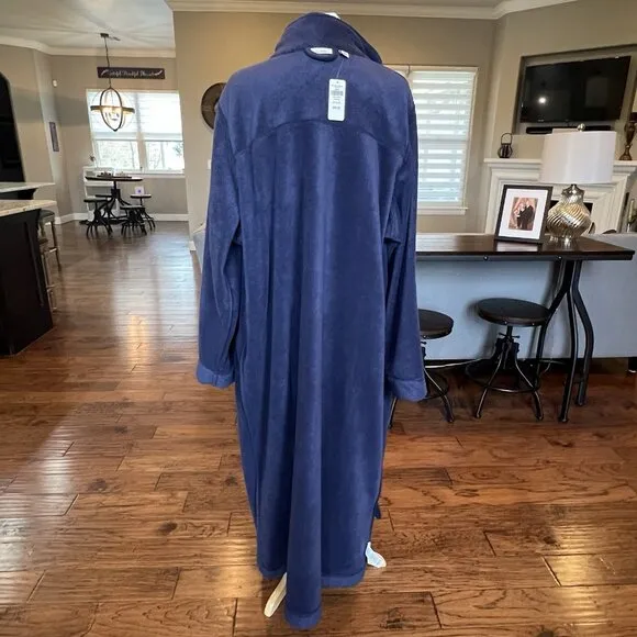NWT LL Bean Women’s Plus Size 3X Full Zip Winter Fleece Warm Robe Bright Navy