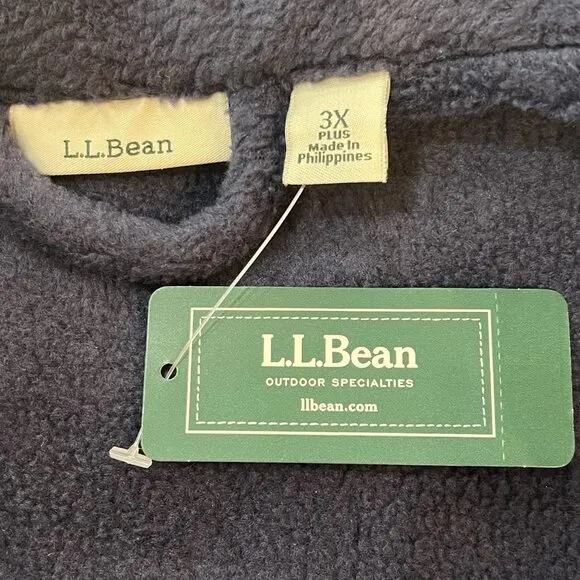 NWT LL Bean Women’s Plus Size 3X Full Zip Winter Fleece Warm Robe Bright Navy