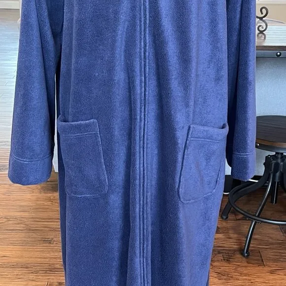 NWT LL Bean Women’s Plus Size 3X Full Zip Winter Fleece Warm Robe Bright Navy