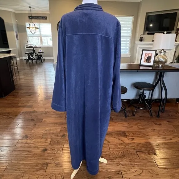 NWT LL Bean Women’s Plus Size 3X Full Zip Winter Fleece Warm Robe Bright Navy