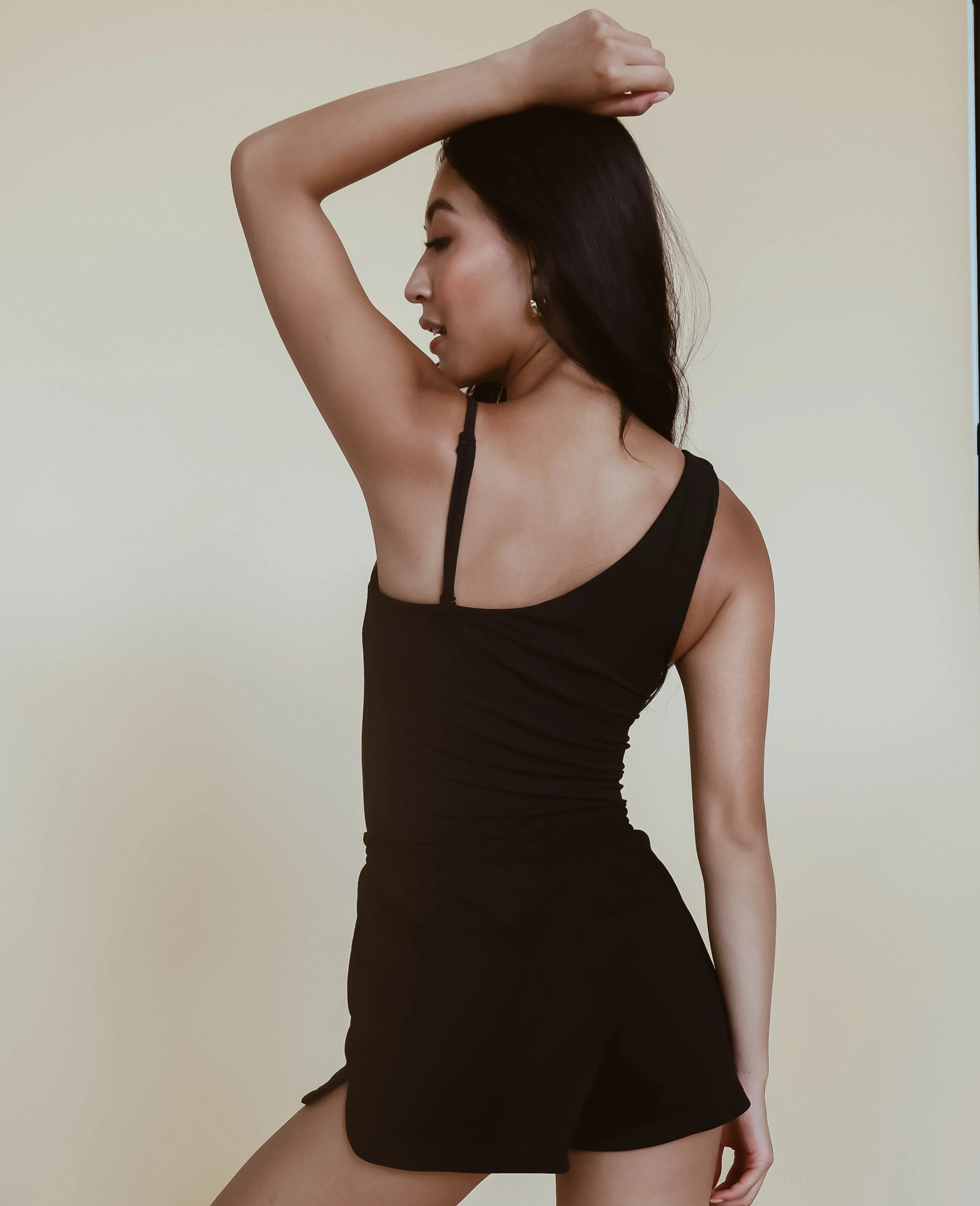 One Shoulder Strapped Top - Black