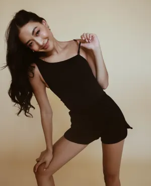 One Shoulder Strapped Top - Black