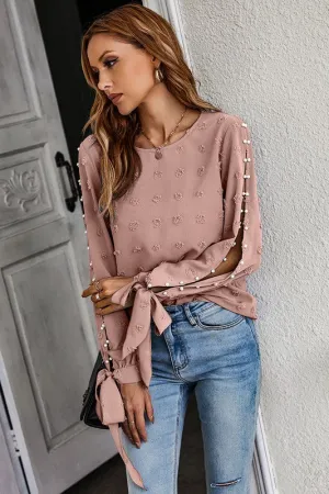 Open Sleeves With Pearls Blouse