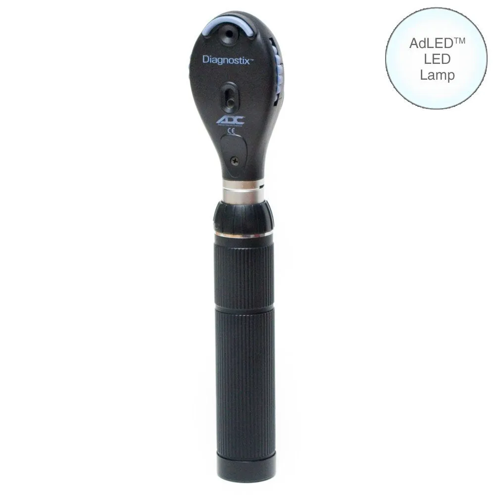 Ophthalmoscope Set Coaxile Head Handle Battery Zippered Case Xenon/Halogen by ADC