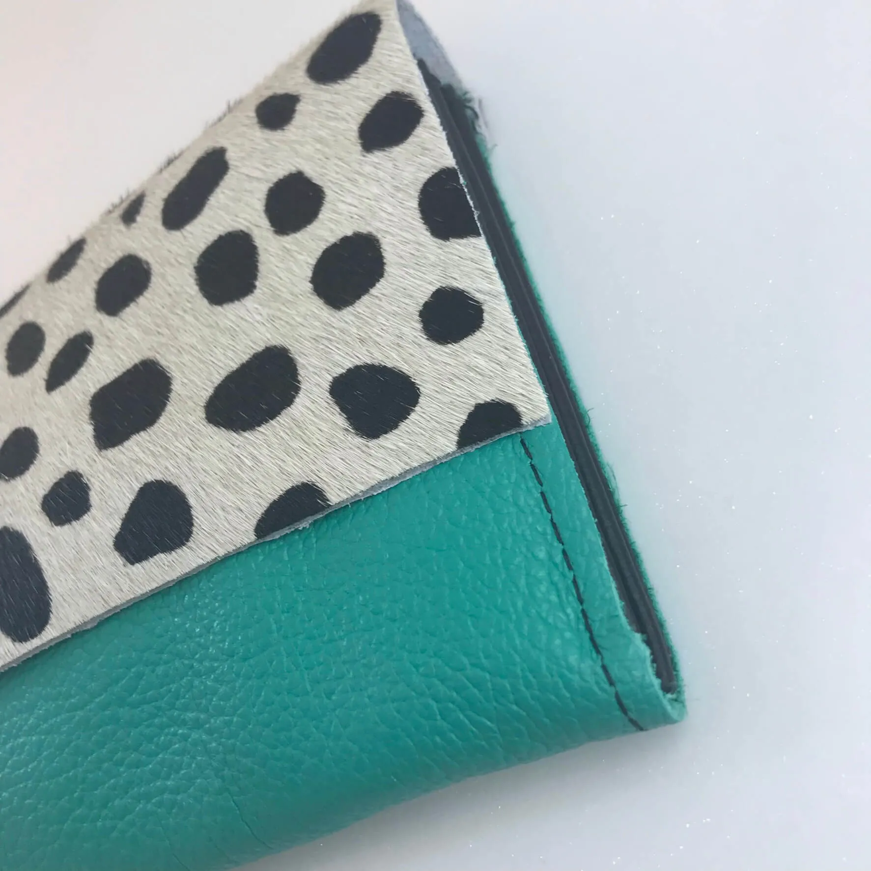 Owen Barry Large Vermont Leather Purse - Black Ciga Aqua