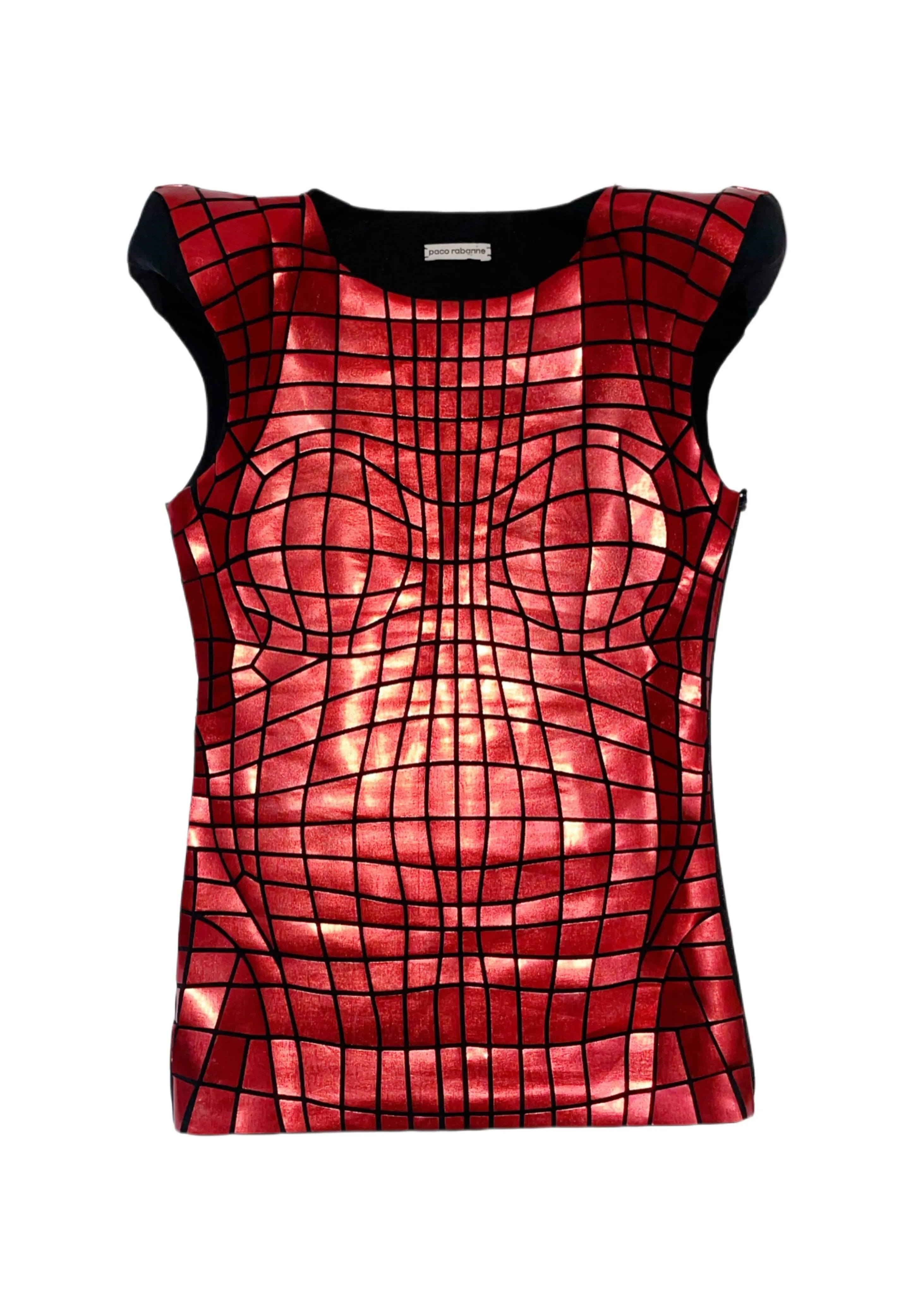Paco Rabanne Body Morphing Orange Top with Shoulder Pads, SS12, XS