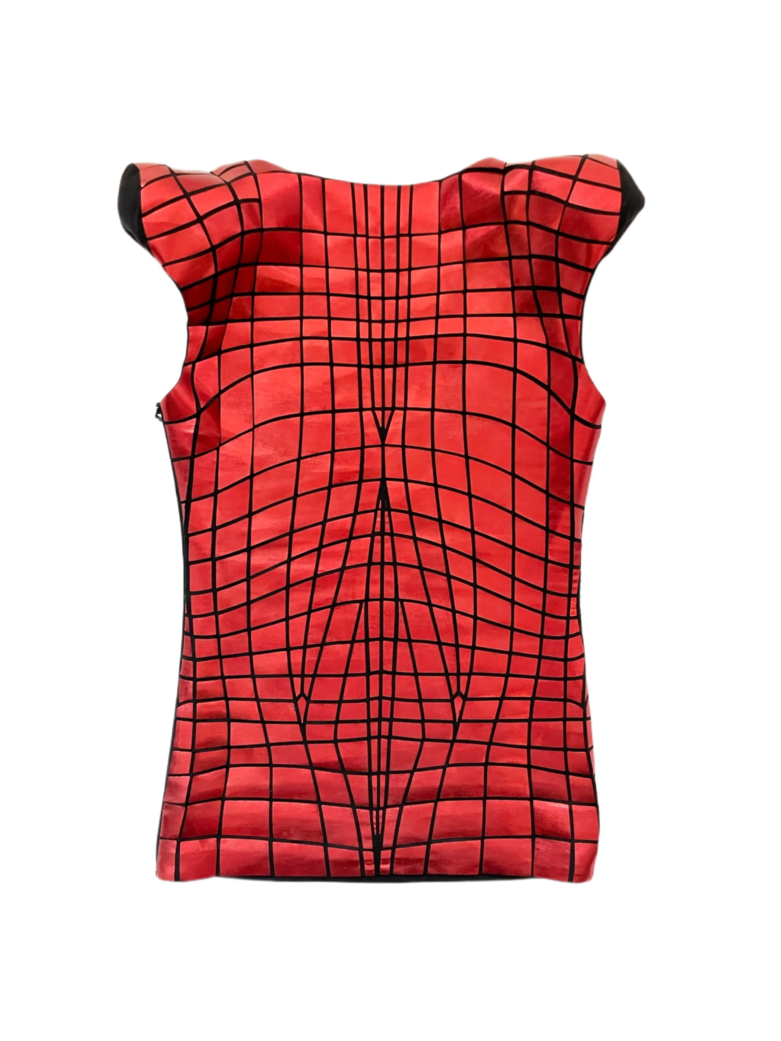 Paco Rabanne Body Morphing Orange Top with Shoulder Pads, SS12, XS