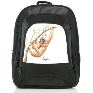 Personalised Rucksack with Welcoming Text and Climbing Mum and Baby Sloths