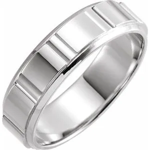 Platinum 6 mm Patterned Band Size 10