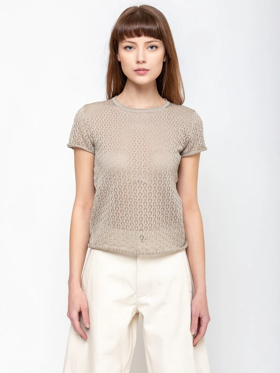 Pointelle Baby Tee - Clay