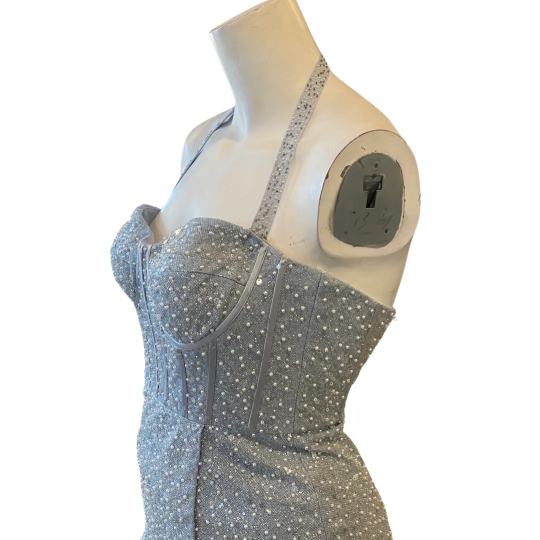 PORTIA AND SCARLETT Style PS23012 Short Embellished Cocktail Dress Ice Blue Size 10