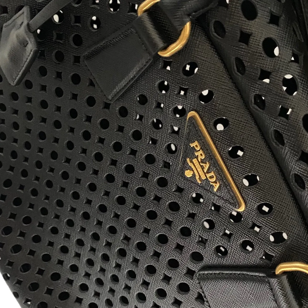 Prada Black Perforated Top Handle Bag