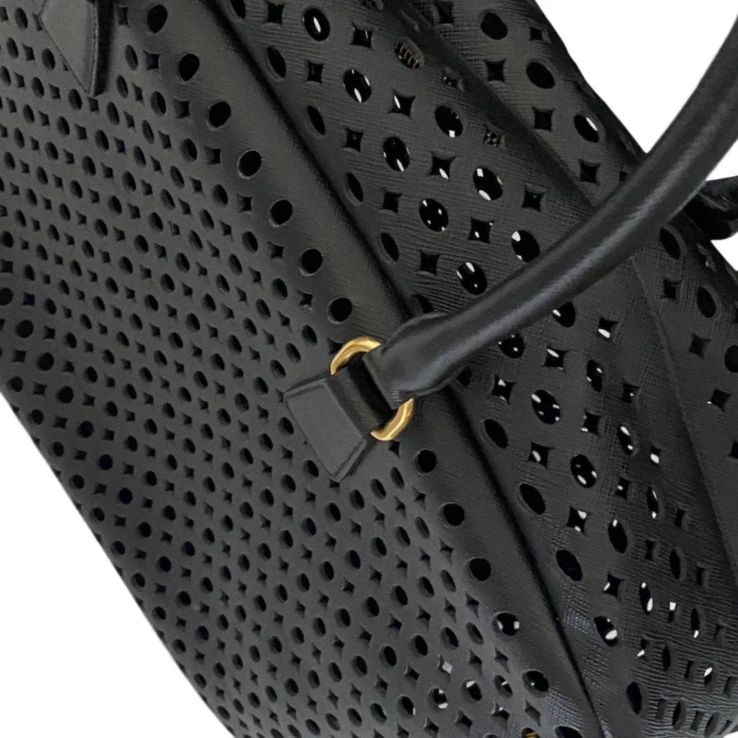 Prada Black Perforated Top Handle Bag