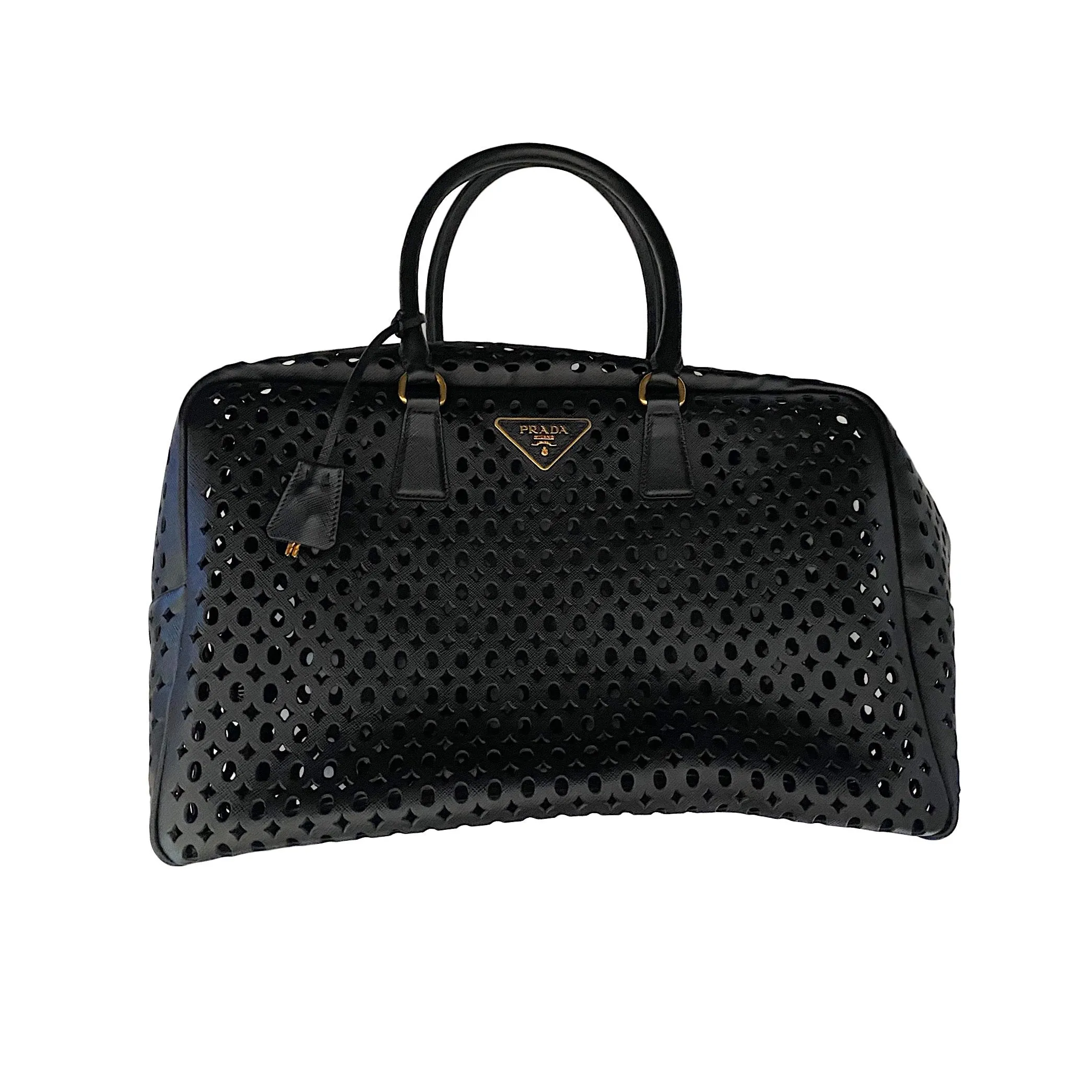 Prada Black Perforated Top Handle Bag