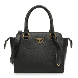Prada Black Saffiano Soft Calf Mini Zipped Tote