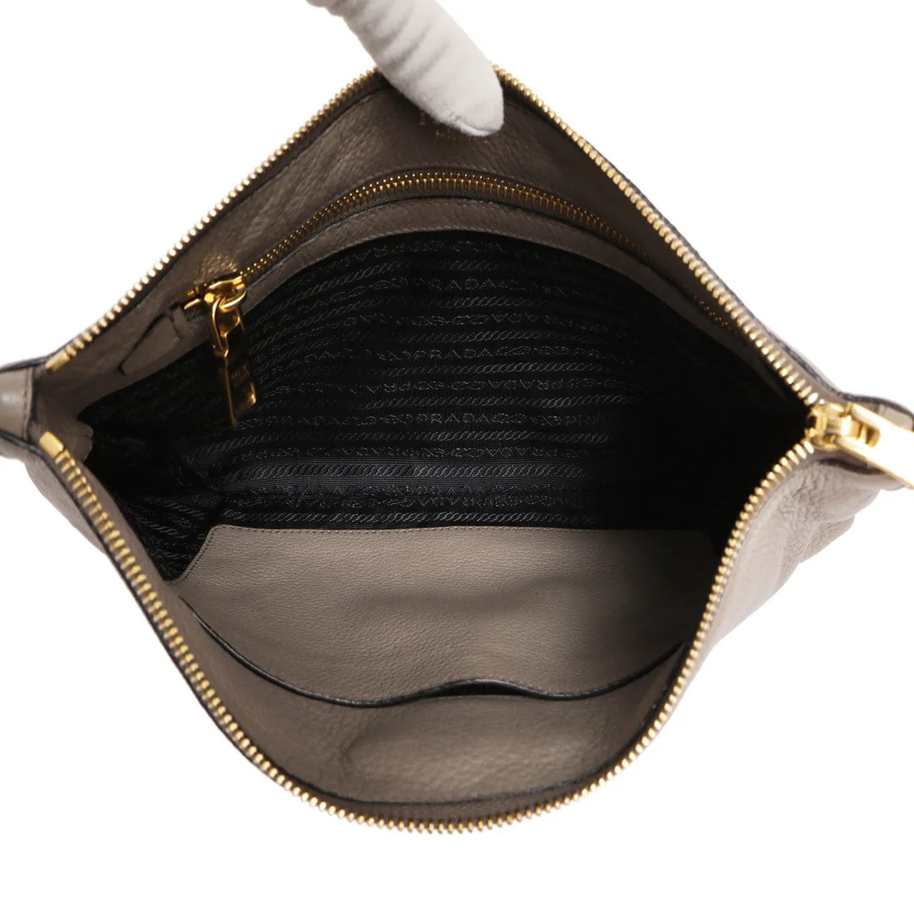 Prada Grey Vitello Daino Soft Crossbody