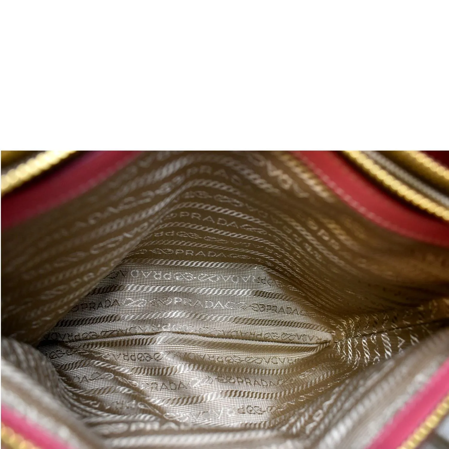 PRADA Jacquard Fabric Trim Crossbody Bag Brown
