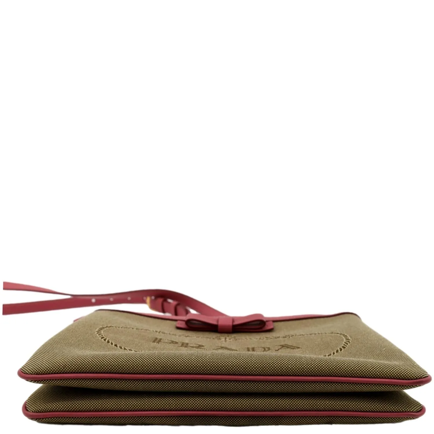 PRADA Jacquard Fabric Trim Crossbody Bag Brown