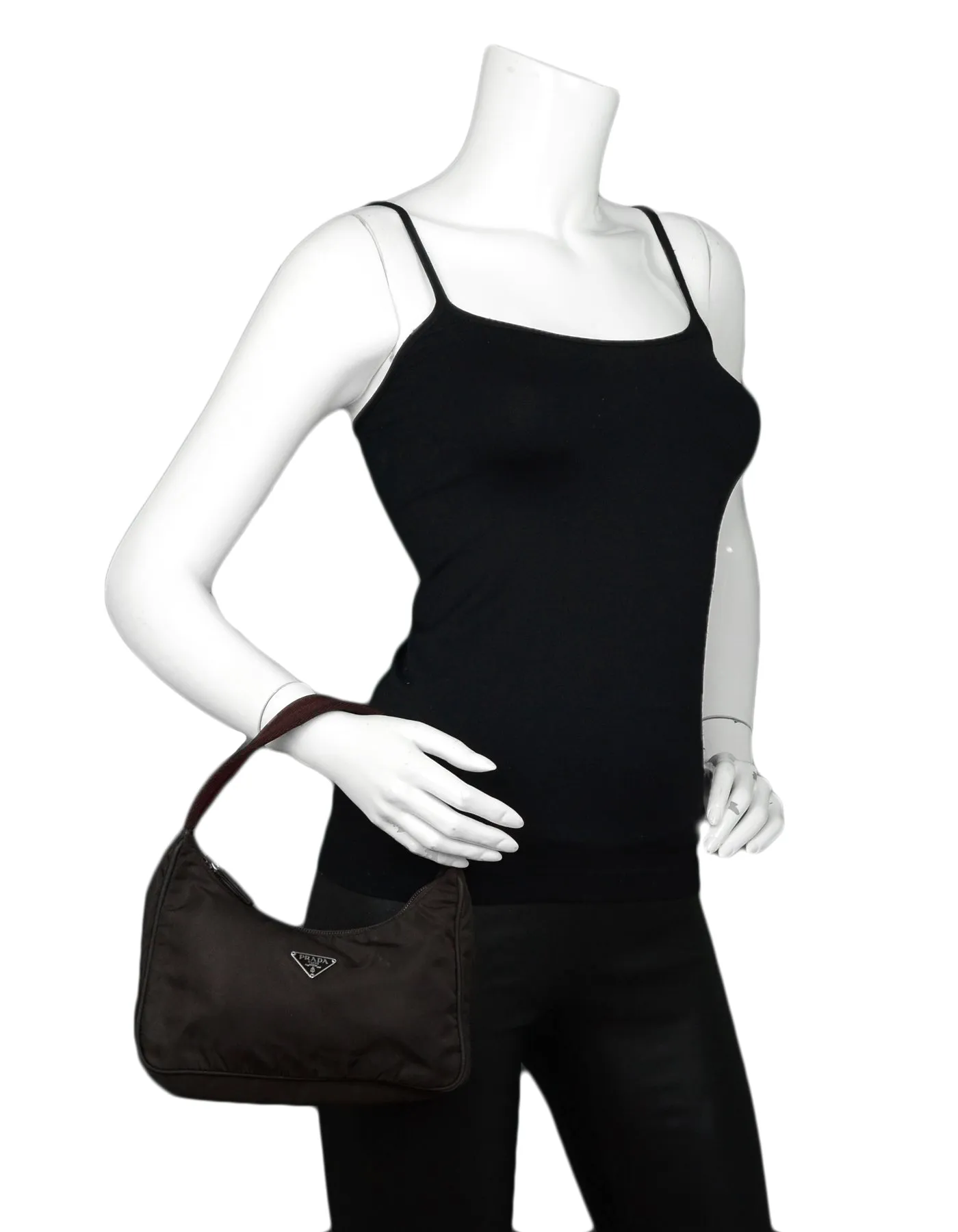 Prada Vintage Brown Nylon Mini Handbag