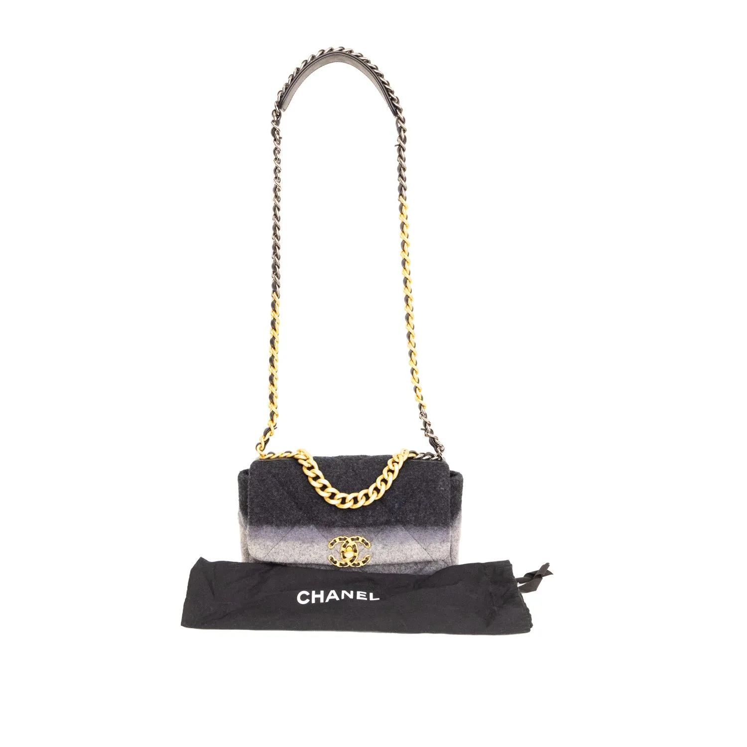 Pre-Owned Chanel 19 Wool Medium Flap Bag