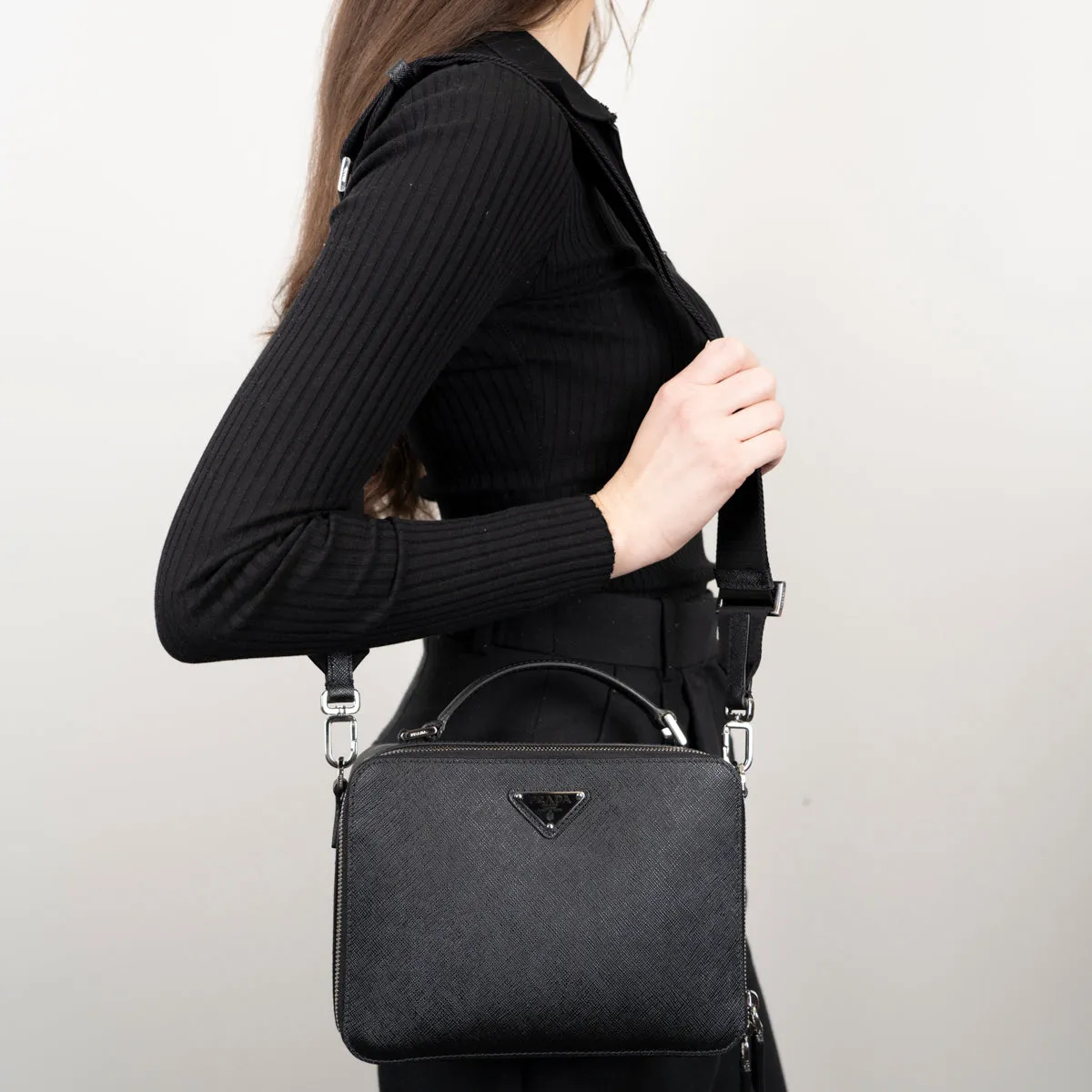 Pre-Owned Prada Saffiano Medium Brique Bag