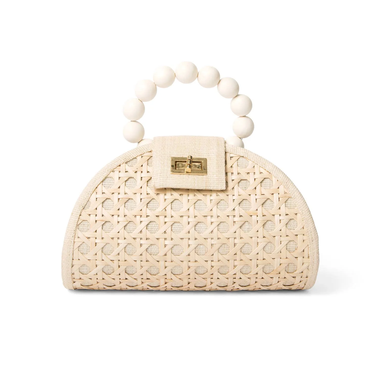 Purse - White & Cream Woven Rattan Statement Mini Bag