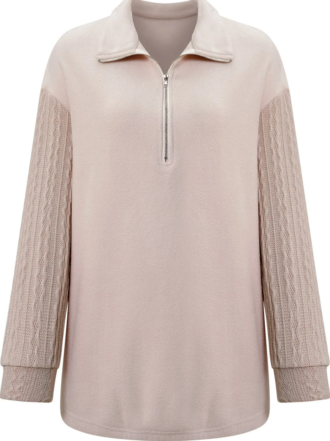 Quarter Zip Dropped Shoulder Spliced Sweatshirt