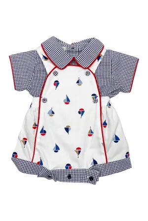 "Florian" Navy Shirt & Sailboat Romper