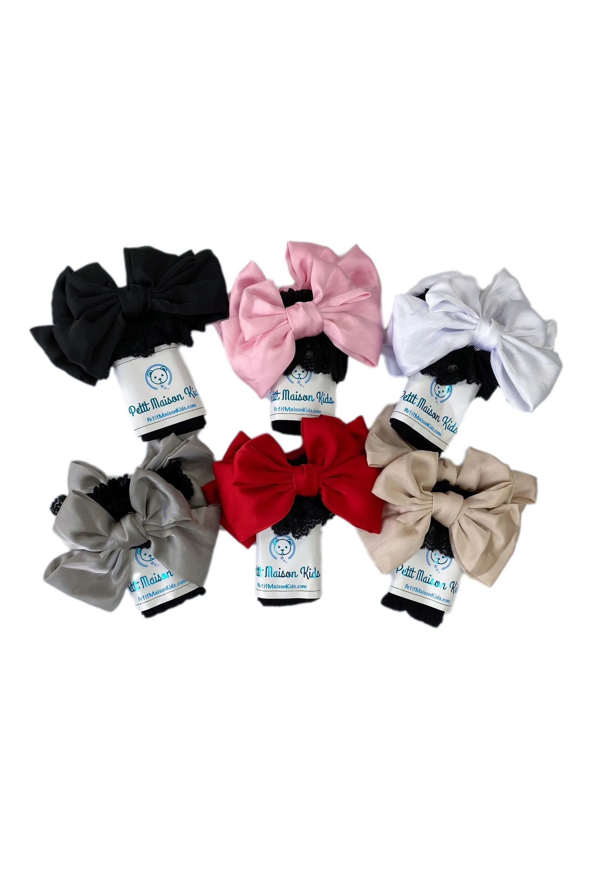"Lola" Black Lace Satin Bow Socks