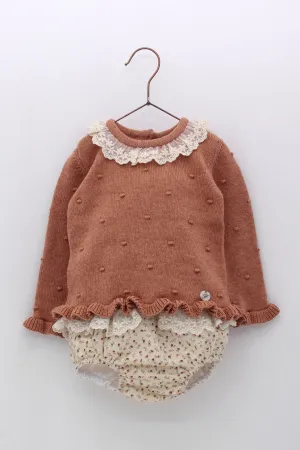"Ophelia" Terracotta Knit Top & Bloomers