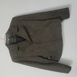 Ralph Lauren Jacket Womens sz 8 Wool Tweed Asymmetric Zip Equestrian Cinch Coat