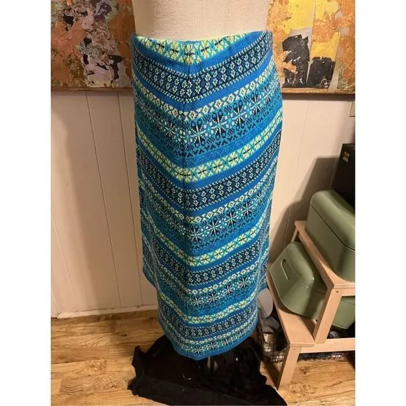 RARE NWT Hanna Andersson 100% Combed Cotton Turquoise Nordic Knit Skirt and Pull
