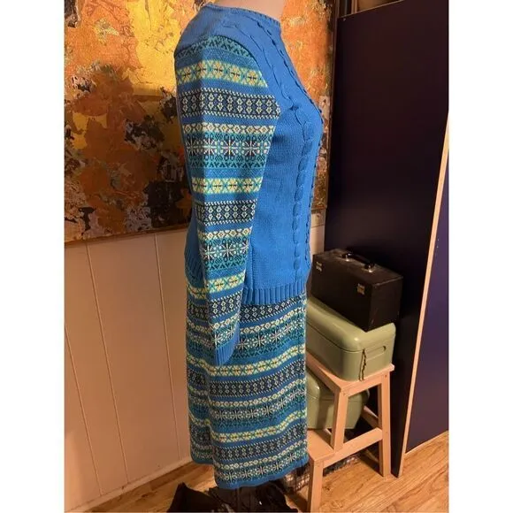 RARE NWT Hanna Andersson 100% Combed Cotton Turquoise Nordic Knit Skirt and Pull