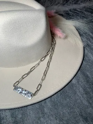 Rectangle Hammered Silver Necklace