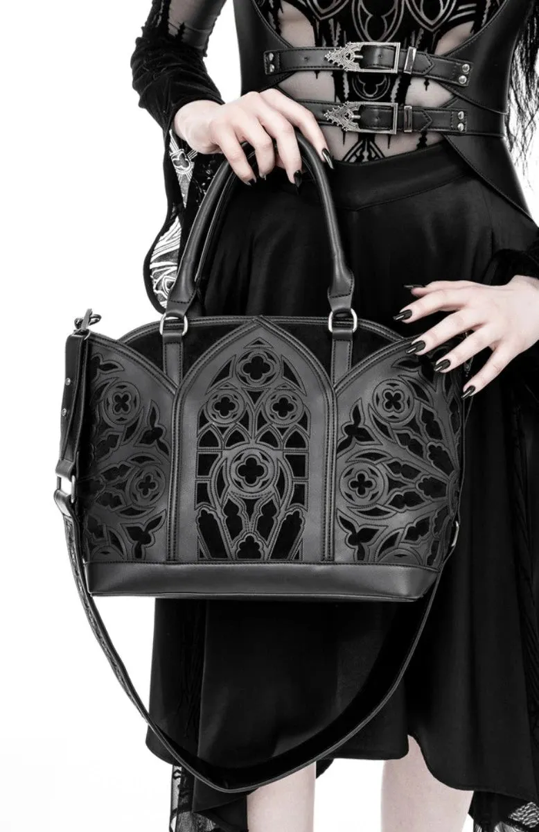 Restyle Catacombs Shopper Bag Gothic Black Faux Leather Tote