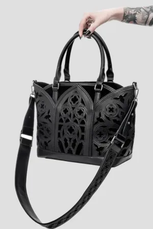 Restyle Catacombs Shopper Bag Gothic Black Faux Leather Tote