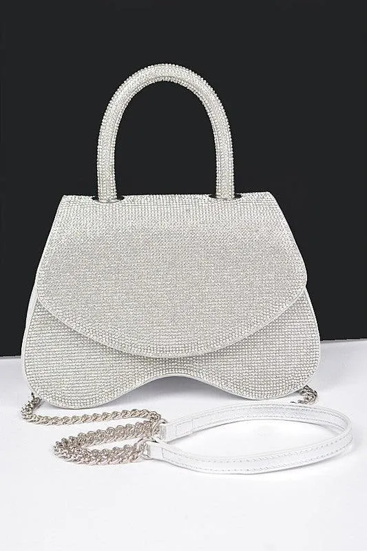 Rhinestone Top Handle Flap Bag