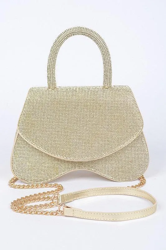 Rhinestone Top Handle Flap Bag
