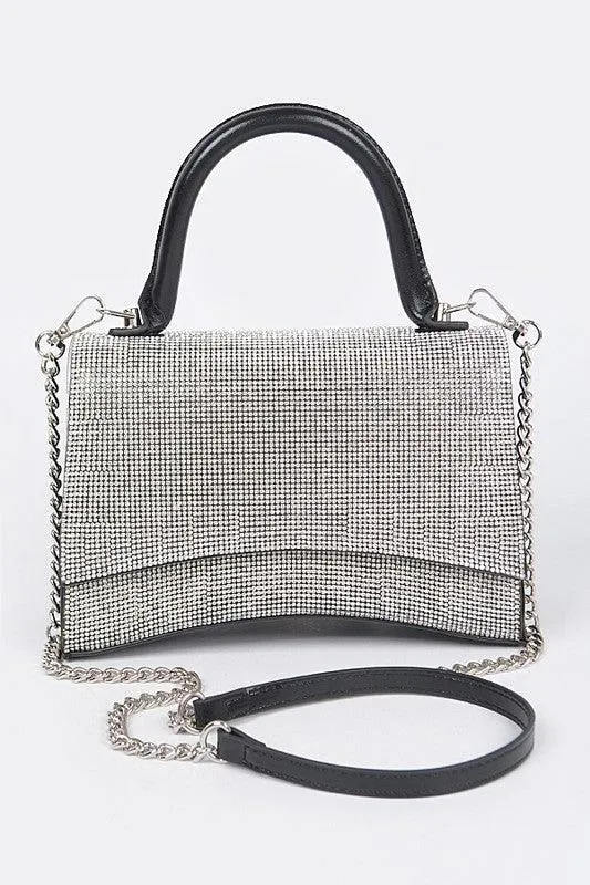 Rhinestone Top Handle Flap Bag