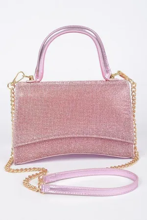 Rhinestone Top Handle Flap Bag