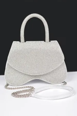 Rhinestone Top Handle Flap Bag