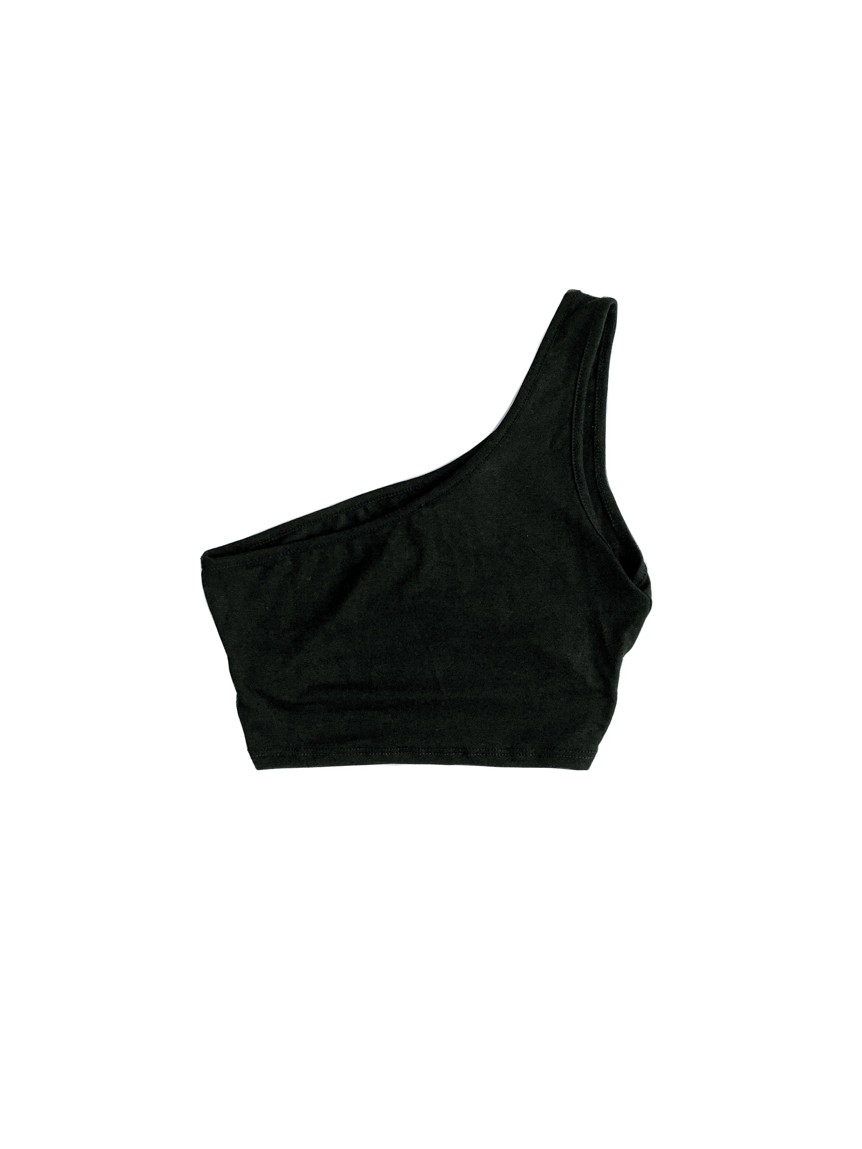 Riley Asymmetrical Crop Top - Black