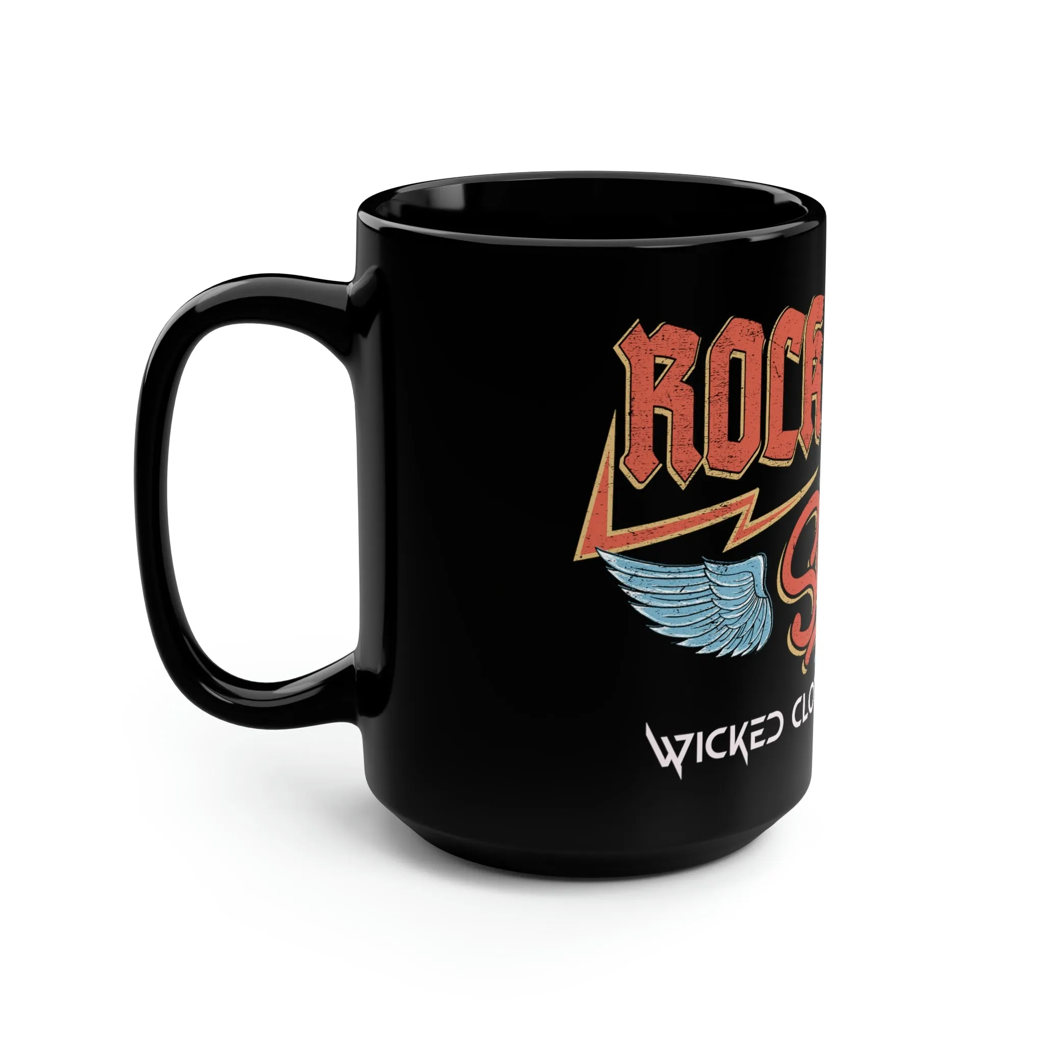 Rock N Roll Soul Black Mug, 15oz