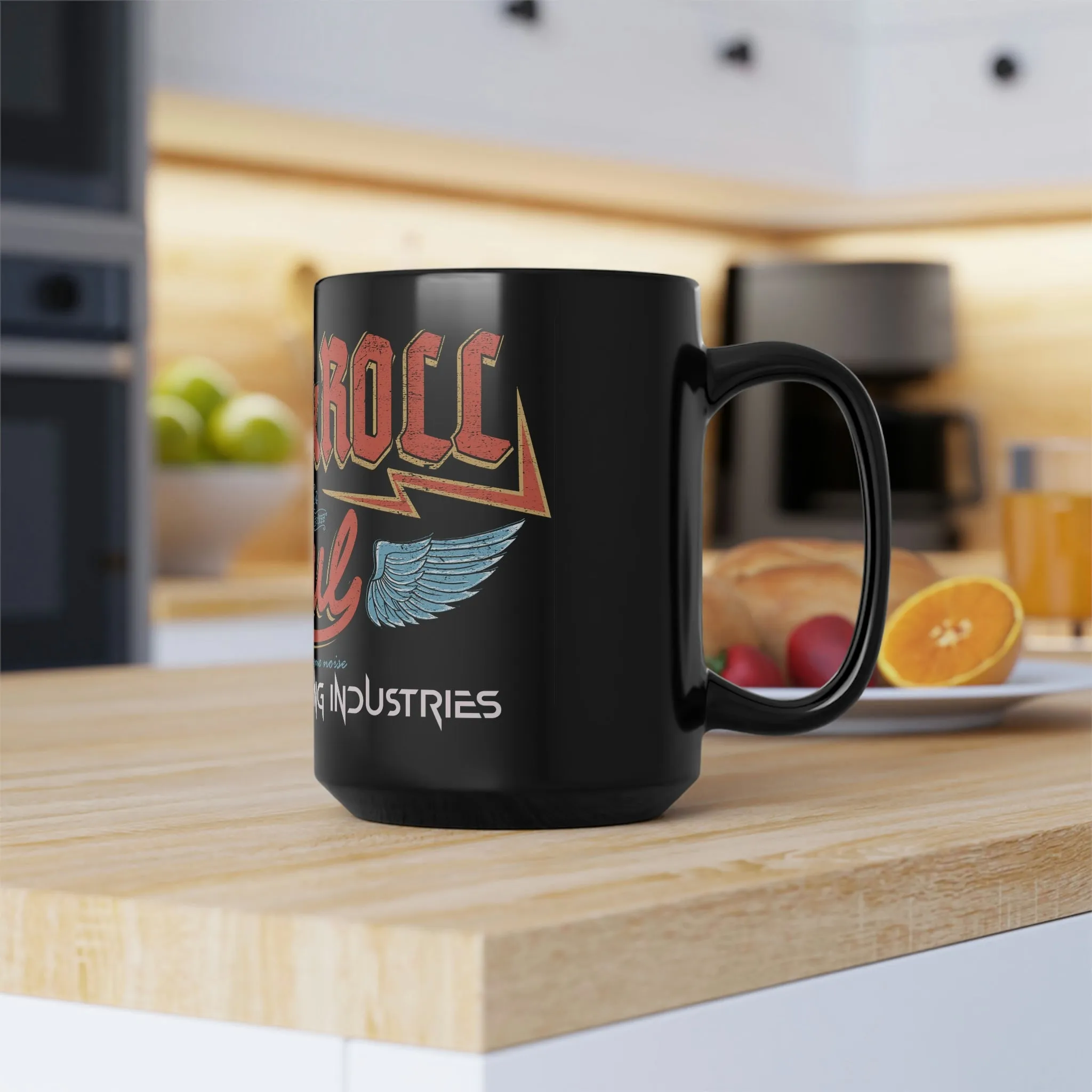 Rock N Roll Soul Black Mug, 15oz