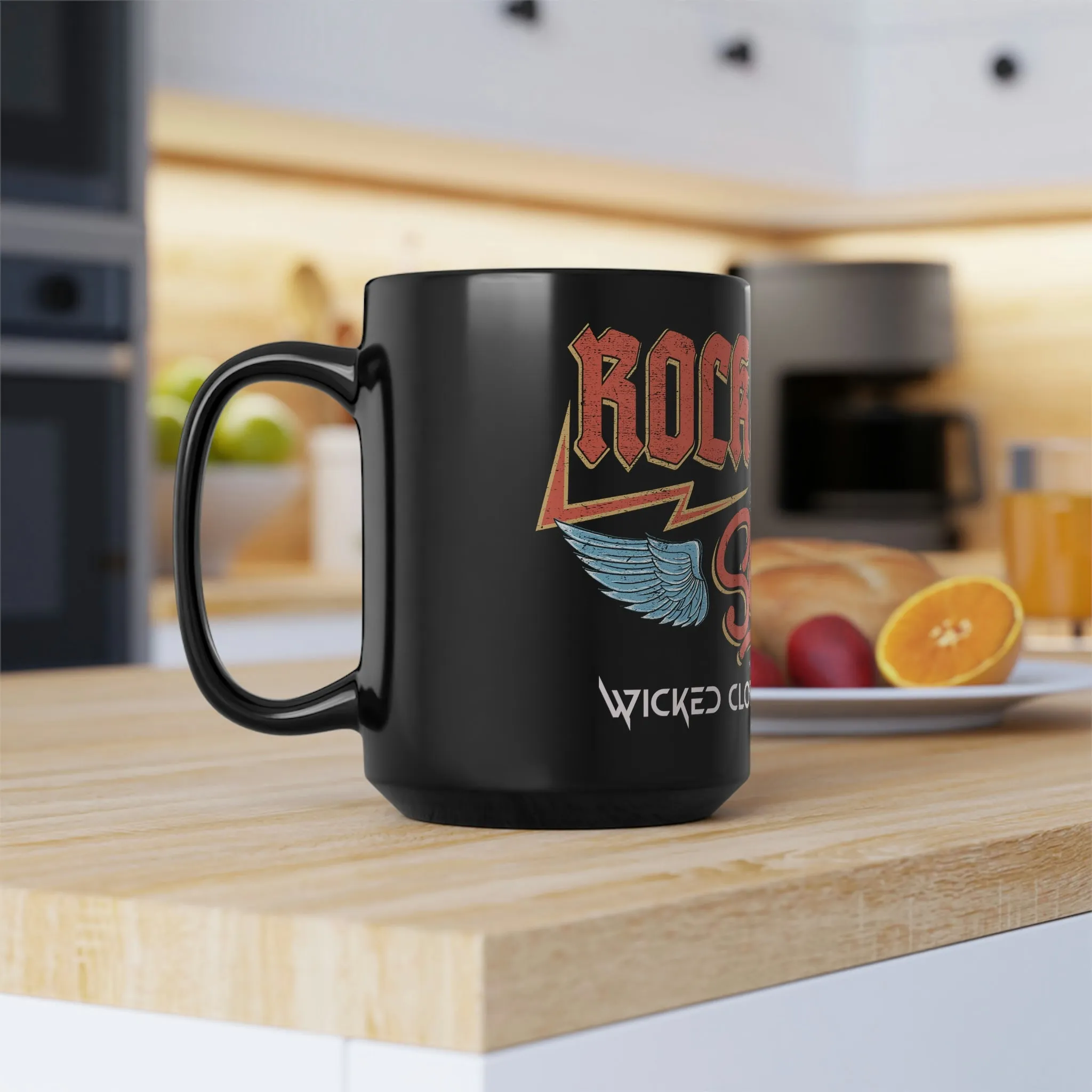 Rock N Roll Soul Black Mug, 15oz