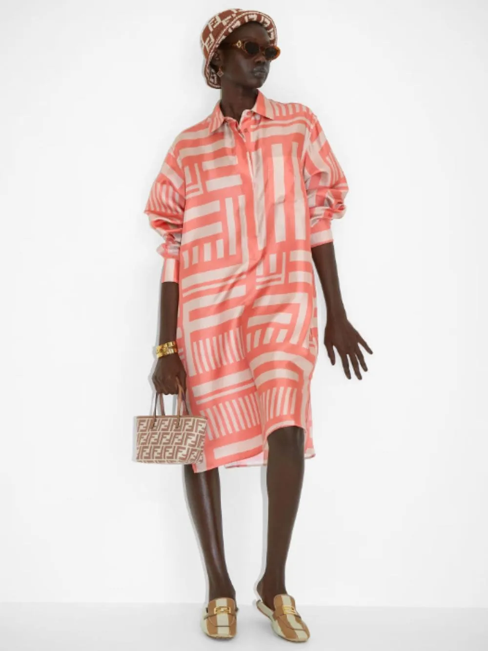Roll Mini FF Beige Jacquard Mini Bag