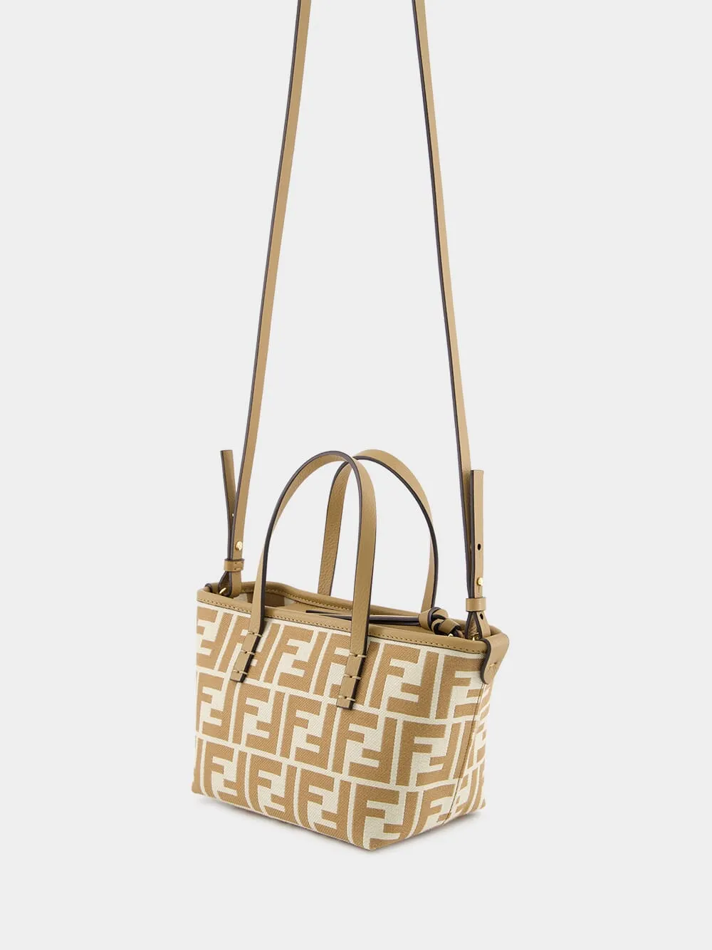 Roll Mini FF Beige Jacquard Mini Bag