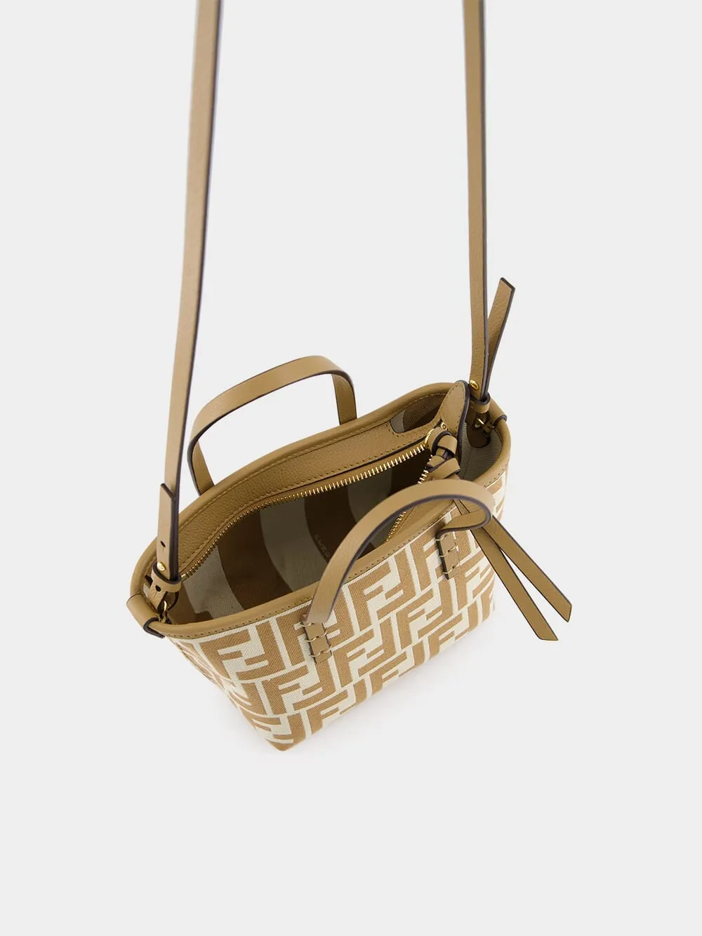 Roll Mini FF Beige Jacquard Mini Bag