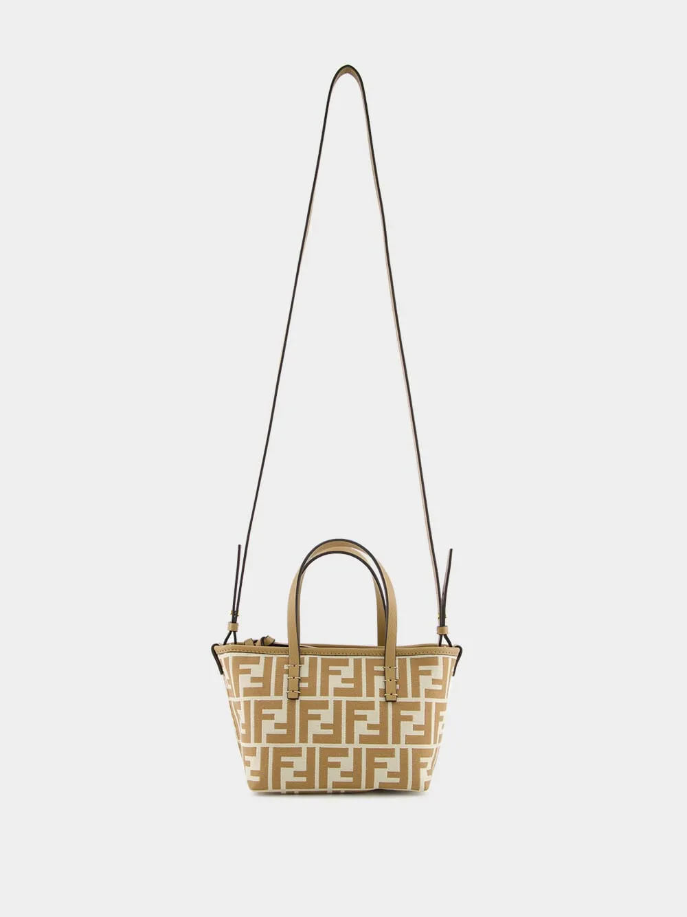 Roll Mini FF Beige Jacquard Mini Bag